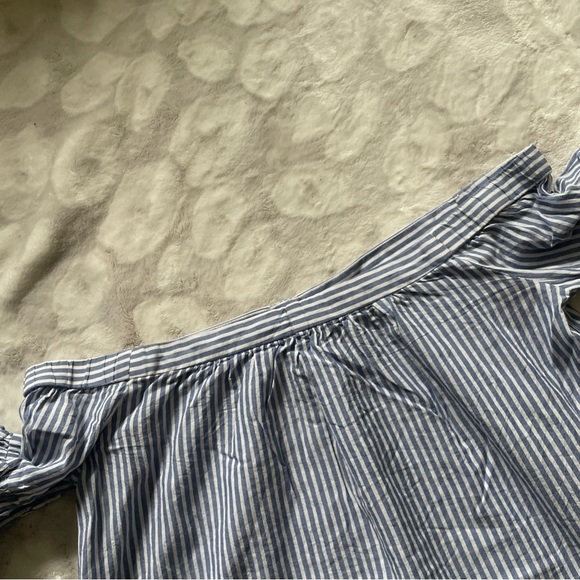 BCBGMaxAzria Blue & White Striped Long Sleeve Off the Shoulder Callison Top Smal - Picture 5 of 10